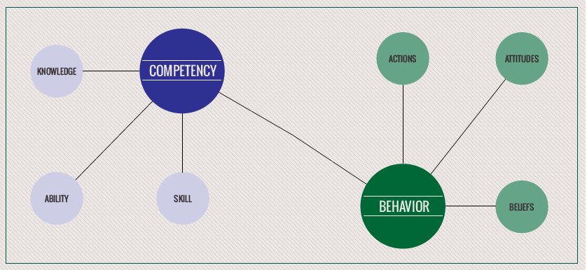 What is the difference between competencies and behaviors when establishing performance criteria?